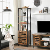 Multi Tier Tall Cabinet Bookcase Organizer Rack