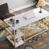 AVE Gold Home Office Workstation Writing Organizer Desk Table