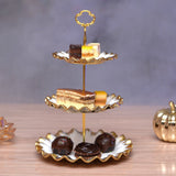 3 Portion Cupcake plate with golden borders - waseeh.com