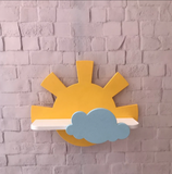 Cloudy Sun Kids Bedroom Floating Organizer Shelve Decor