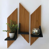 Zik Zac Wooden Lounge Living Room Organizer Shelves Decor (Set of 3)